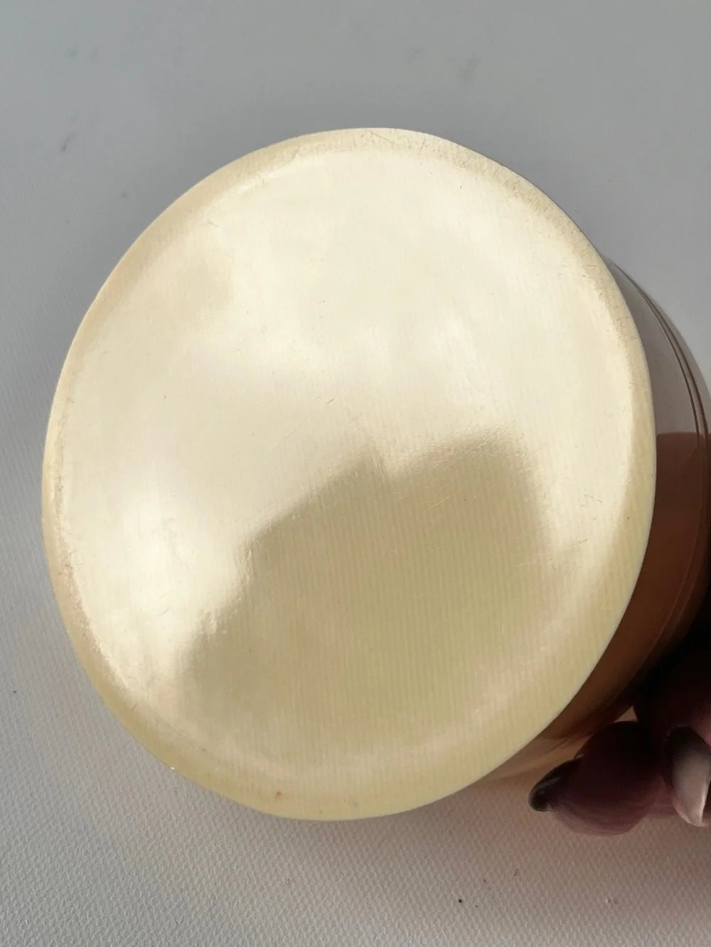 Vintage Scalloped Lid Vanity Celluloid Powder Box Jar 1920's